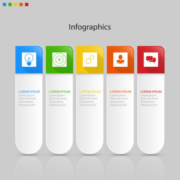 Infographics  5 elements ,step or process presentation timeline template