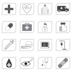 Medical Icons isolated on white background, vector illustration.