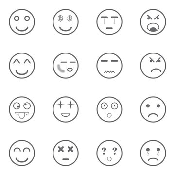 different emotions icons set, vector illustration