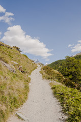 Zermatt, Dorf, Findeln, Sunnegga, Wanderweg, Findelbach, Adlerhorn, Alpen, Schweizer Berge, Walliser Berge, Sommer, Schweiz