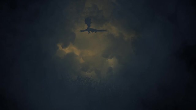 Dragon Flying Through a Lightning Storm