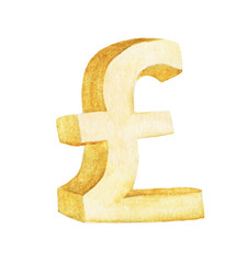 Golden Pound is flying on a parachute. watercolor illustration