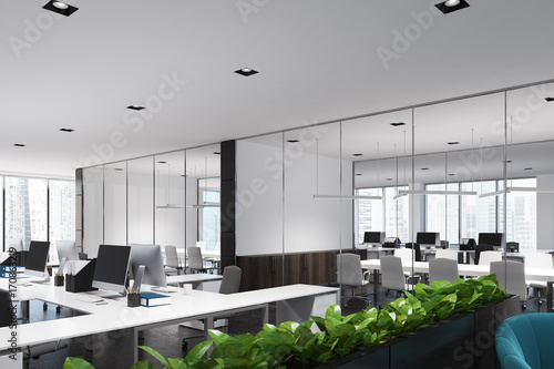Dark Wooden Open Office Meeting Room Stockfotos Und