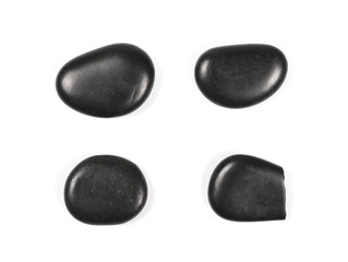 Pile black rocks isolated on white background and texture, top view
