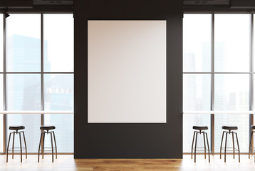 Gray bar with a large poster