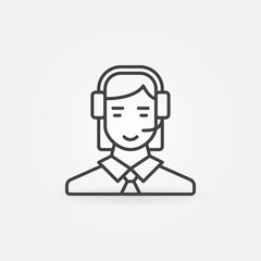 Call center operator line icon. Vector woman in headset symbol i