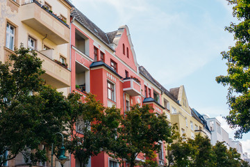 Fototapeta na wymiar yellow and red apartment buildings