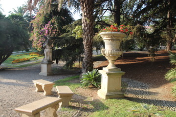 Villa Nobel sculpture and flowers