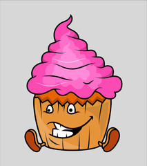 Funny Cartoon Cupcake