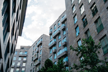 modern grey and darken facaded houses