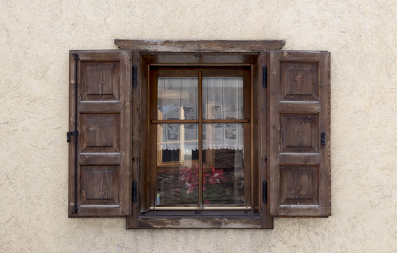 Fototapeta Old wooden window with shutters