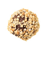 Chocolate donuts ball / View of chocolate donuts ball with peanut on white background.