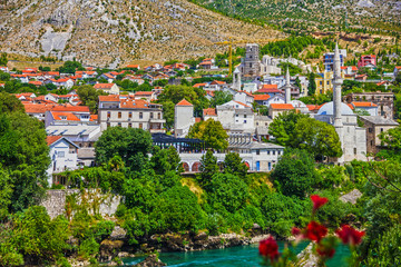 Mostar old town view in Bosnia and Herzegovina