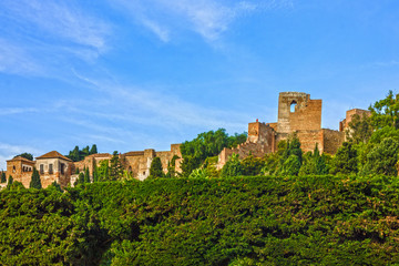 Fototapeta na wymiar Malaga fortress, Spain, Gibralfaro Castle architecture