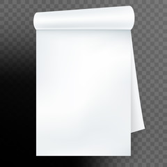 Notebook with rolled page isolated. EPS 10 vector