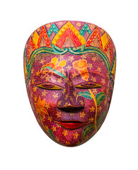 Batik Wooden mask souvenir isolated on white background