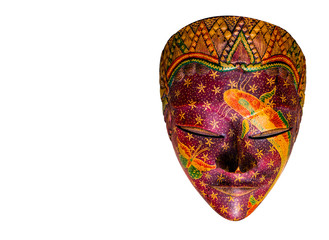 Batik Wooden mask souvenir isolated on white background