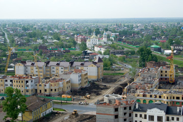 The view on the Lower city, Lenin street, the Church of Michael the Archangel and the building of...