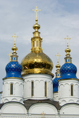 The domes of St. Sophia-Assumption Cathedral in the Kremlin, Tobolsk, Tyumen region, Russian...