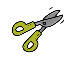 School, office and art objects - scissor. Vector doodle illustration in eps10