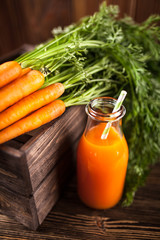 Fresh organic carrot juice