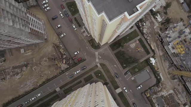 New multi-story apartment buildings in the metropolis. Aerial view