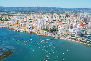 Aerial view of Faro, Algarve, Portugal. - obrazy, fototapety, plakaty