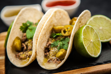 Mexican tacos with beef