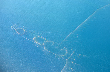 Fishing nets from a bird's eye view.
