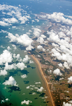 Aerial View Of Atlantic Coast Of France.