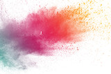 abstract multicolored powder splatted on white background,Freeze motion of color powder exploding