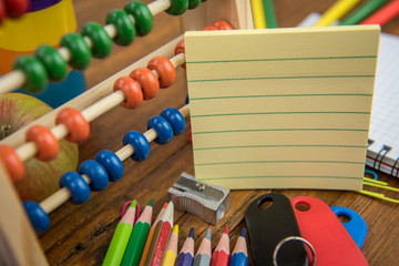 Naklejka premium School accessories and school supplies for back to school and time for school arrangement 