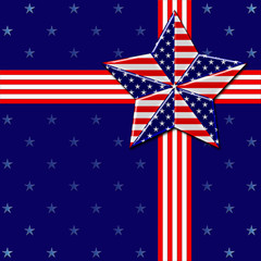 3D, Blue background for American Holidays in the colors red, white and blue. American Holidays Template.