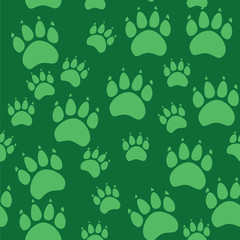 Cat or dog paw seamless pattern - vector animal footprint texture. Vector illustration.