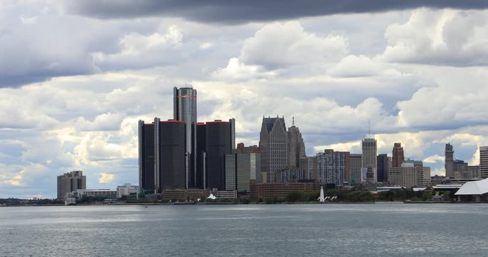 Detroit Skyline from Belle Island 4K