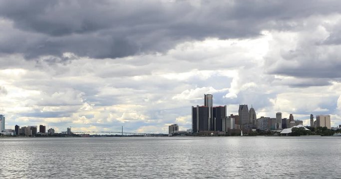 Detroit, Michigan, Windsor, Ontario and the Ambassador bridge 4K