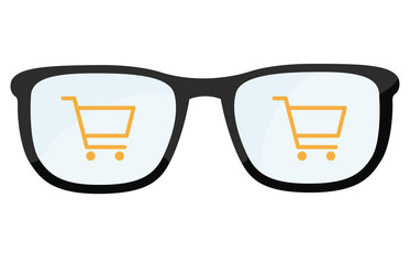 Brillengläser mit Einkaufswagen