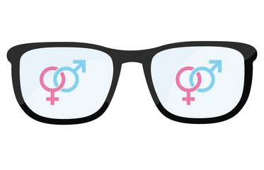 Brillengläser mit Symbol für Mann und Frau