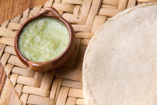 Green Salsa And Tortilla