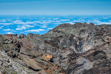 Trail path view over the clouds in Caldera de Taburiente