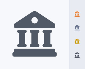Bank Building - Carbon Icons. A professional, pixel-perfect icon designed on a 32x32 pixel grid and redesigned on a 16x16 pixel grid for very small sizes.
