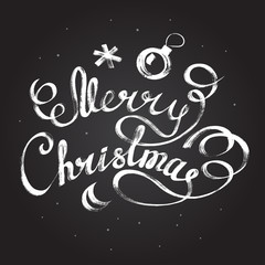 Merry Christmas. lettering Christmas and New Year holiday calligraphy phrase isolated on the background. Fun brush ink typography.