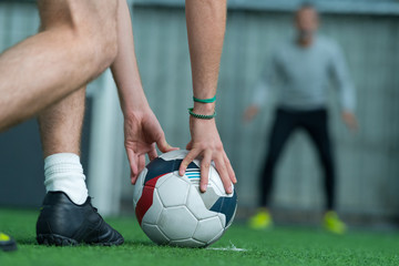 goalkeeper getting ready for a penalty