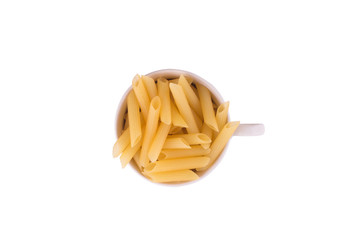 Pasta Penne into a cup
