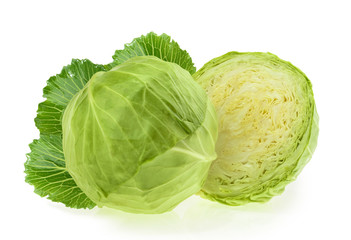 Green cabbage isolated on white background