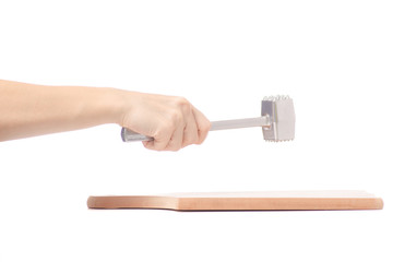 Female hand kitchen hammer for meat and ditch