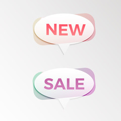 Trendy abstract speech bubbles for promotions and sales. Geometric speech bubbles New Sale concept. Vector design