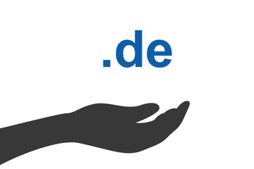Hand hält .de Domain