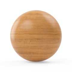 3d fine wood ash polished sphere on white background