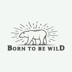 Vintage camping outdoor and adventure logo, badge, label, emblem, mark . Vector illustration. Monochrome Graphic Art.